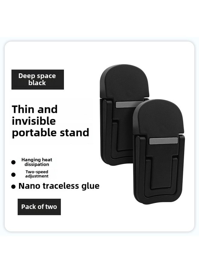 Generic - Laptop Stand Invisible Paste Bracket Folding Storage Portable Elevated Rack Keyboard Foot Pad Support Rack-Color:Single Gear Black - Image 1