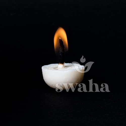 Swaha Premium Vanaspati Ghee Diya Wicks | Wax Free Vegan Diya Batti for Daily Puja & Aarti | Scientifically Tested | 30 Min Long Burning | Ready to Use Cotton Wick | Pack of 2 (200 Pieces) - Image 4