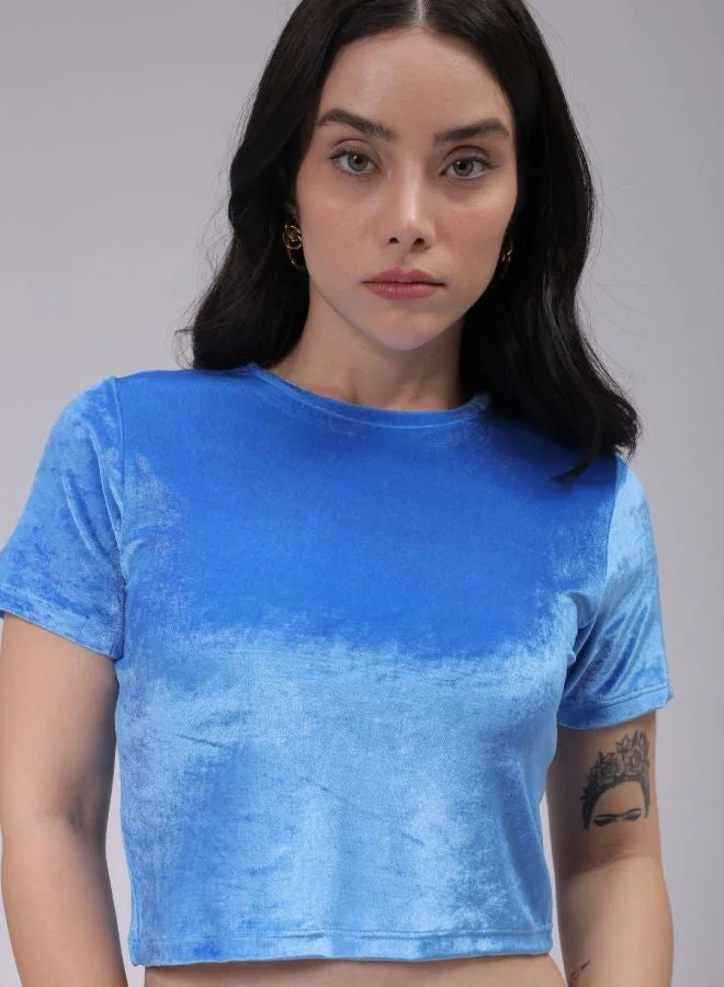 Freehand  Women Regular Fit Solid Shirt Collar Short Sleeve Crop Top  | Best Price UAE