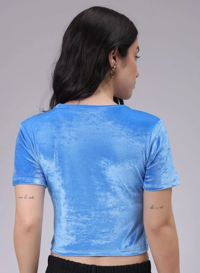 Freehand  Women Regular Fit Solid Shirt Collar Short Sleeve Crop Top  | Best Price UAE