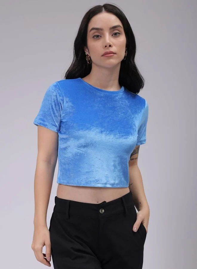Freehand  Women Regular Fit Solid Shirt Collar Short Sleeve Crop Top  | Best Price UAE