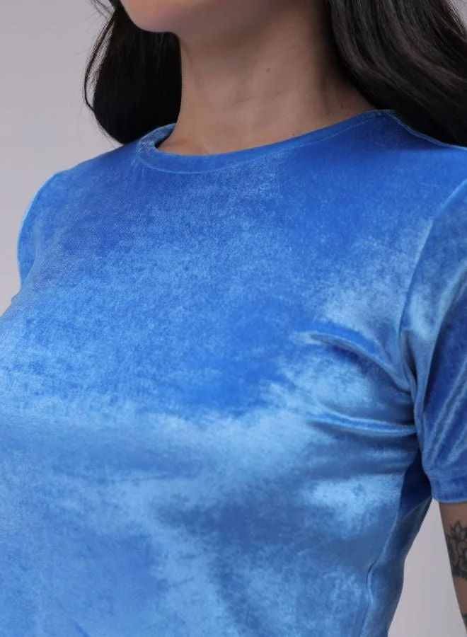 Freehand  Women Regular Fit Solid Shirt Collar Short Sleeve Crop Top  | Best Price UAE