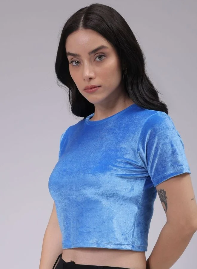Freehand  Women Regular Fit Solid Shirt Collar Short Sleeve Crop Top  | Best Price UAE
