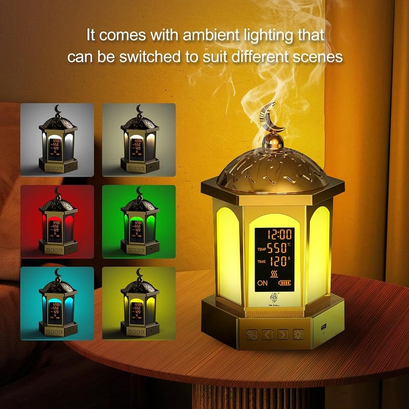 السلامة مشعل عطور بخور دائم الأمد كهربائي، حامل بخور عربي مزود بشاشة LED و3 إعدادات للحرارة (500℃/120 ثانية - 300℃/300 ثانية) للاستخدام المنزلي أو المكتبي - مناسب للمنازل الإسلامية - Image 4