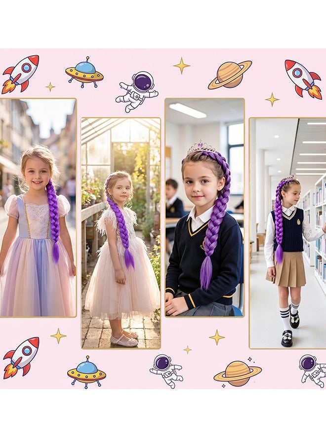 27 Inch Ru-mi Long Purple Braided Ponytail Wig Soft Synthetic Fiber Long Braided Hairpiece for Kids Girls Cosplay Party Halloween Costume Daily Wear - Image 2