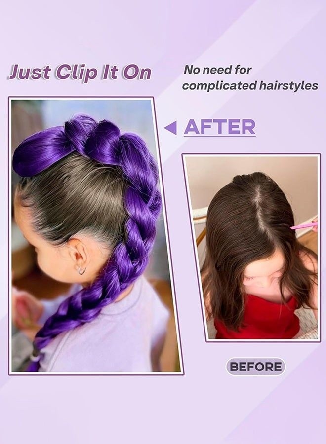 27 Inch Ru-mi Long Purple Braided Ponytail Wig Soft Synthetic Fiber Long Braided Hairpiece for Kids Girls Cosplay Party Halloween Costume Daily Wear - Image 4