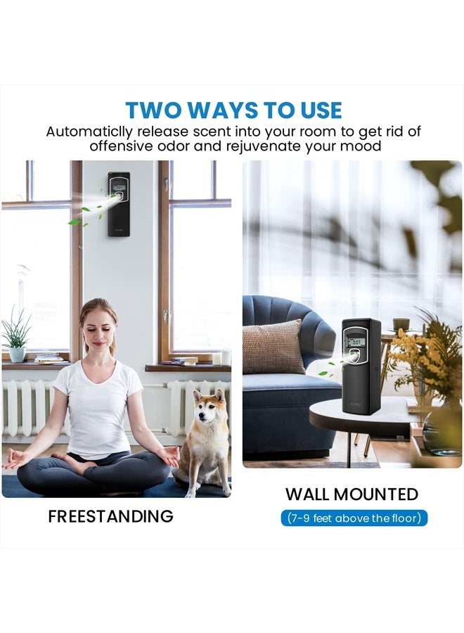 SVAVO Automatic LCD Fragrance Dispenser SVAVO Wall Mount/Free Standing ABS Auto Air Freshener Dispenser Programmable Aerosol Spray Perfume Dispenser for Bathroom, Hotel, Commercial Place, Black - Image 4