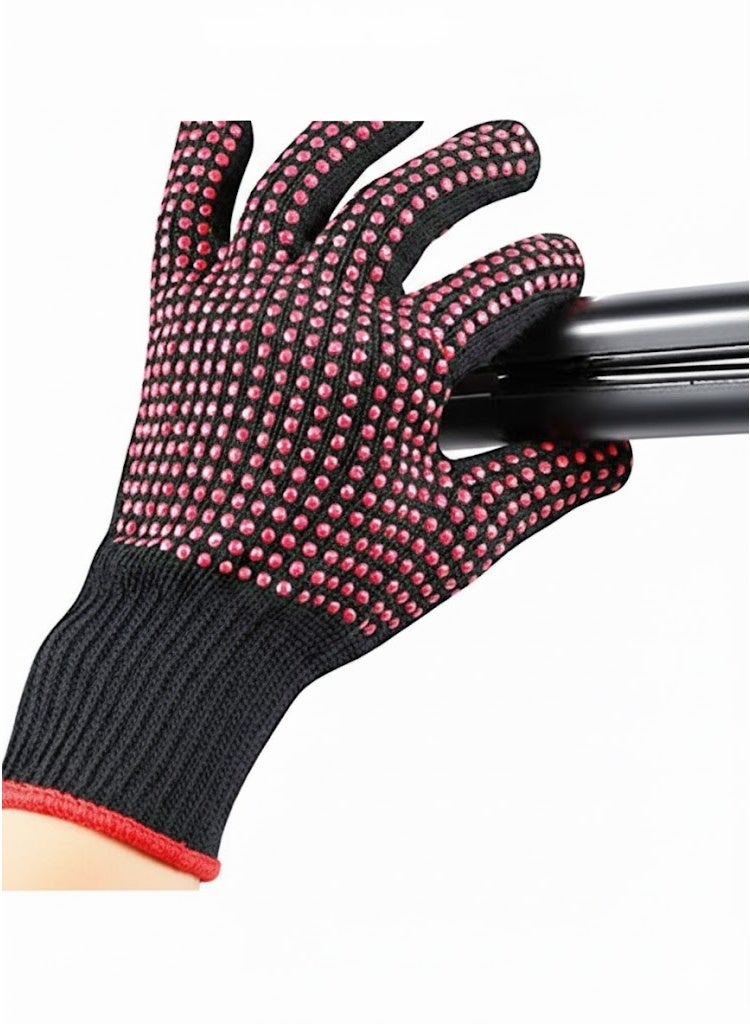 قفازات مقاومة للحرارة لتصفيف الشعر، نقاط قبضة سيليكون، حماية احترافية لمكواة التجعيد (متعدد الألوان) - Image 1