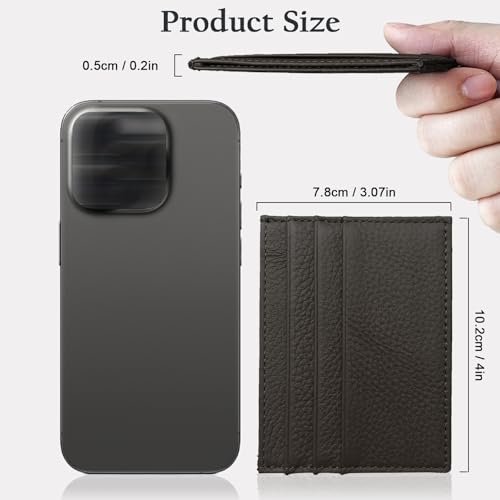 WOXVM Credit Card Holder Wallet RFID Blocking Slim Credit Card Cases Holder Premium Leather Minimalist Front Pocket Small Wallet with 6 Card Slots and 1 Pockets for Men Women (Dark Brown) - Image 2