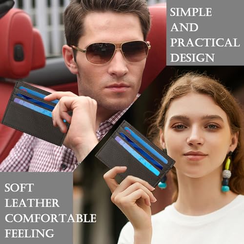 WOXVM Credit Card Holder Wallet RFID Blocking Slim Credit Card Cases Holder Premium Leather Minimalist Front Pocket Small Wallet with 6 Card Slots and 1 Pockets for Men Women (Dark Brown) - Image 5