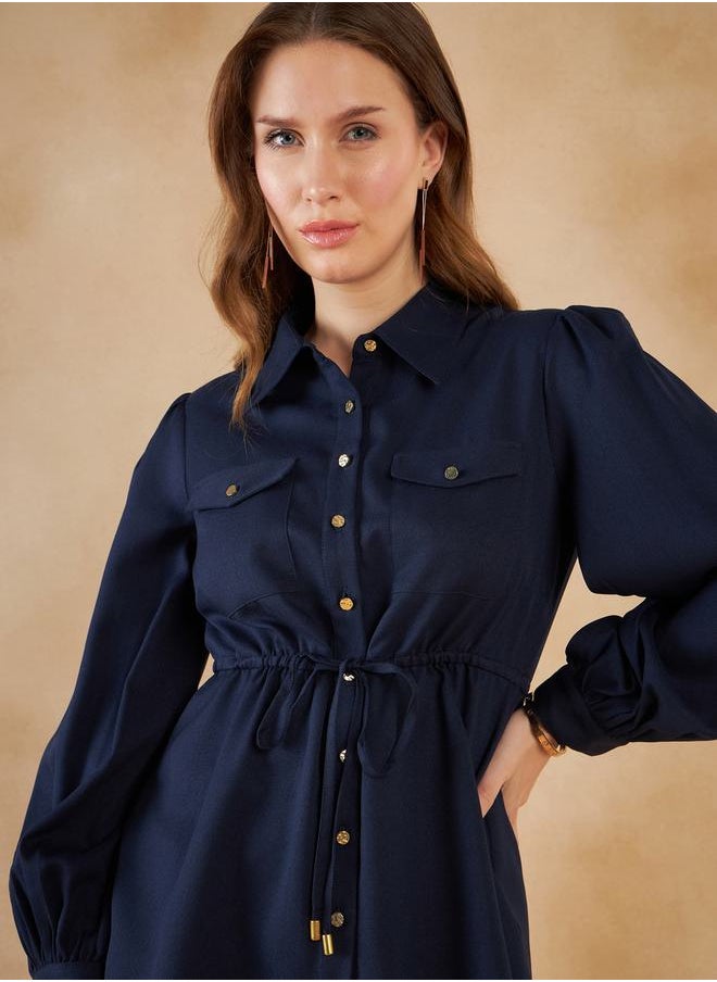 FEMELLA - Pocket Detail Drawstring Tie Up Longline Shirt & Pants Co-Ord by Styli - Image 1