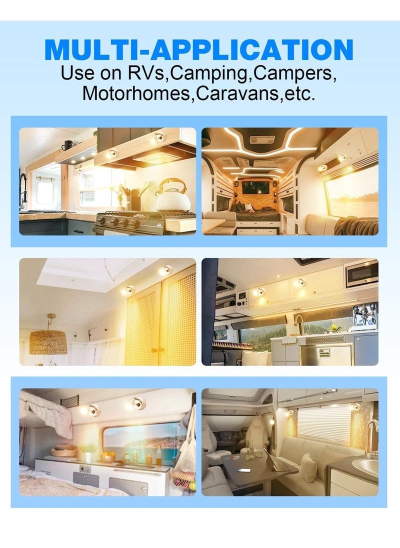 Generic - 2 Pcs 12V LED Light Campervan USB 12V LED Reading Light Camper Van Lights Interior LED with A-ON/OFF Switch & Type C Port for Caravans Motorhome Boat (Warm light 3000K) - Image 1