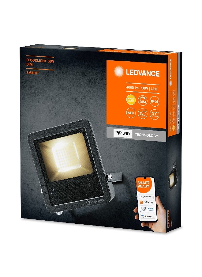 LEDVANCE - LEDvance Smart LED Outdoor Luminaire With Wifi Technology, Floodlights For Outside, Warm White (3000K), Di Mmable, 50 W, Dark Gray Aluminum, Compatible With Google And Alexa Voice, Smart+ Wifi Flood - Image 1