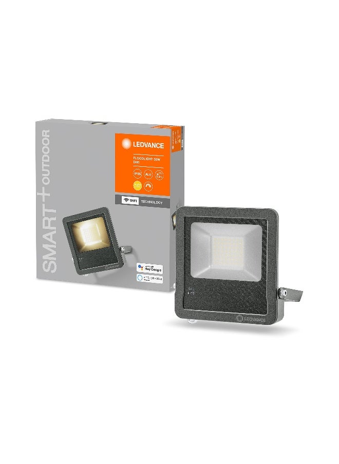LEDVANCE - LEDvance Smart LED Outdoor Luminaire With Wifi Technology, Floodlights For Outside, Warm White (3000K), Di Mmable, 50 W, Dark Gray Aluminum, Compatible With Google And Alexa Voice, Smart+ Wifi Flood - Image 1