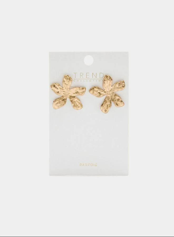 PARFOIS Gold Maxi flower earrings with texture Golden for Women | Best Price UAE