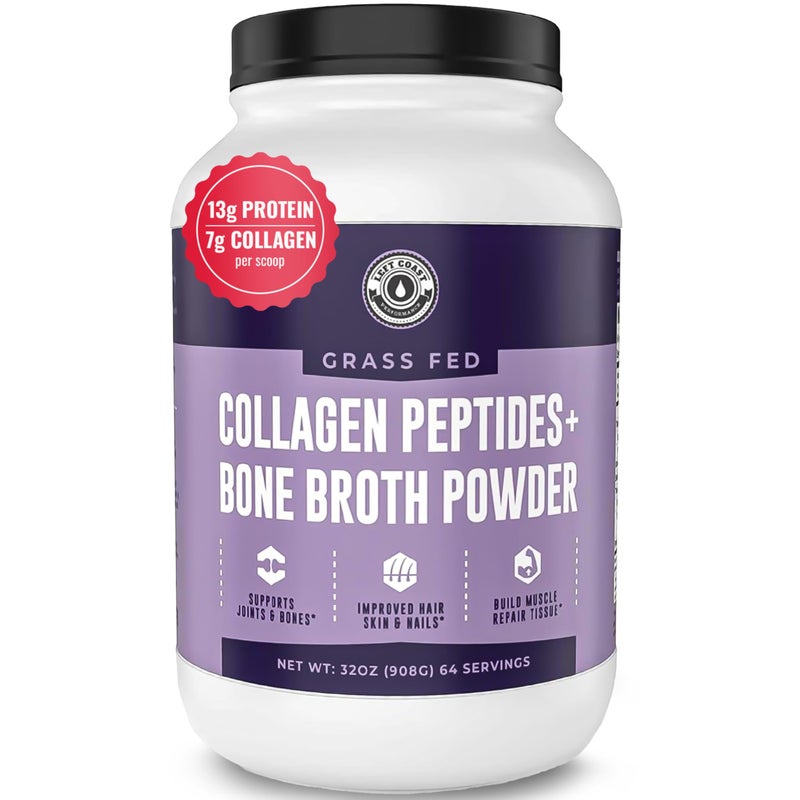 Left Coast Performance Collagen Bone Broth Powder 2lb Bone Broth with Grass Fed Collagen Peptides Unflavoured Grass Fed Hydrolyzed Beef Zero Carb Dairy Free Protein Powder 64 Servings - Image 3