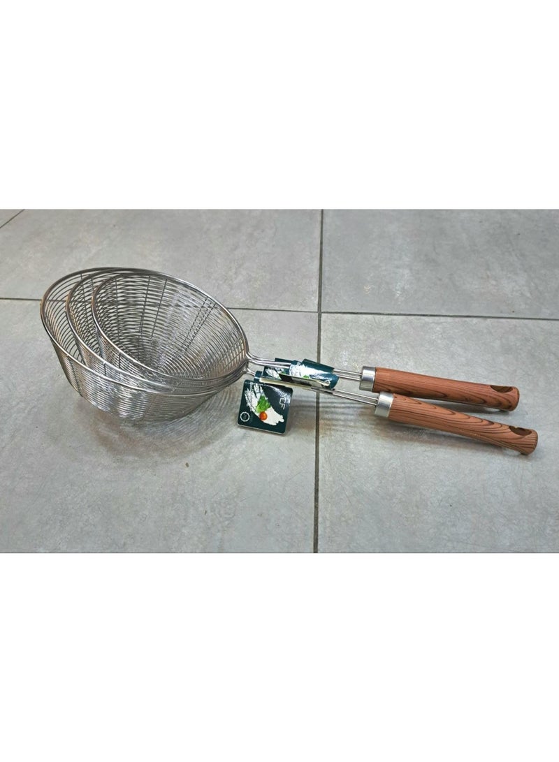 Roasting rack with wooden handle - practical design for a more organized kitchen (Medium size, height 7 cm, diameter 15 cm, length 40.5 cm) - Image 3