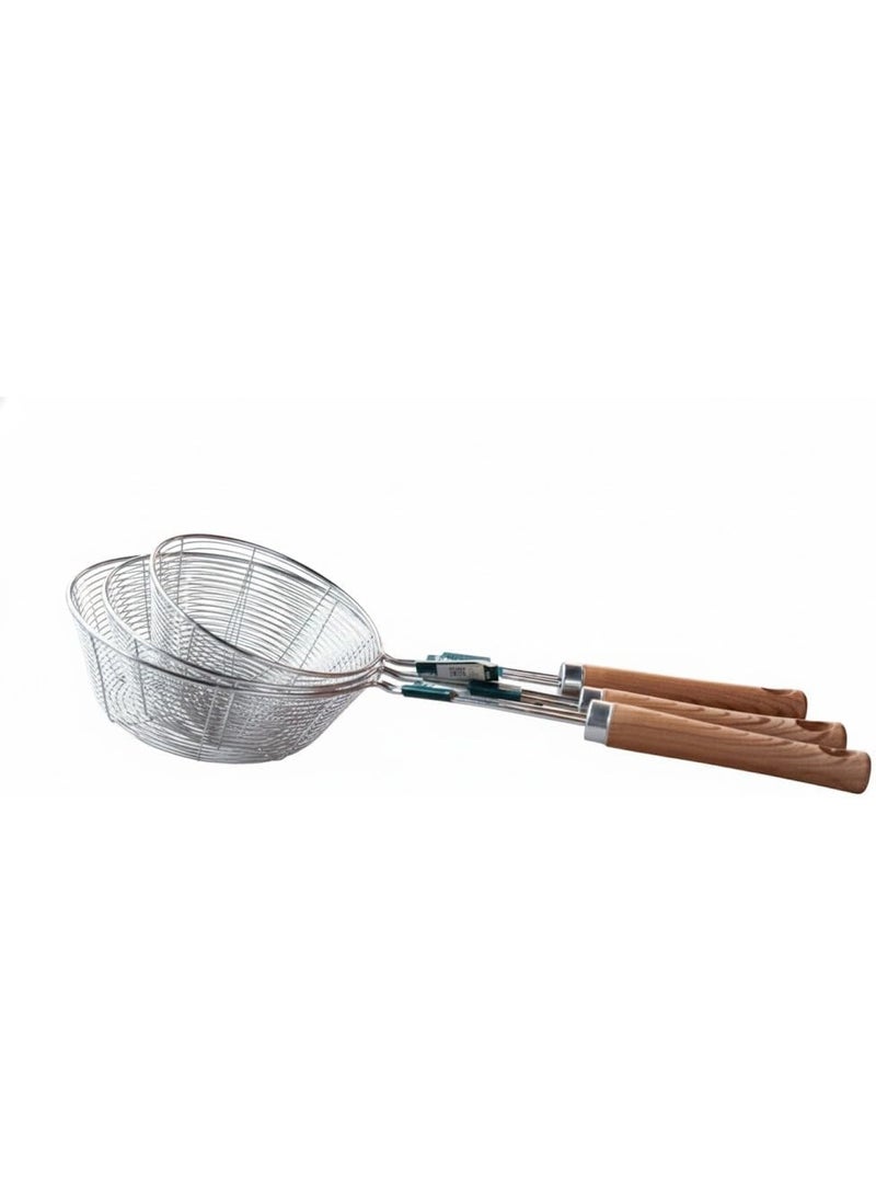 Roasting rack with wooden handle - practical design for a more organized kitchen (Medium size, height 7 cm, diameter 15 cm, length 40.5 cm) - Image 4