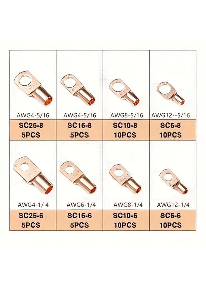 Heavy Duty Battery Crimping Pliers Set With Cutter And 60pcs Copper Terminals - Image 3