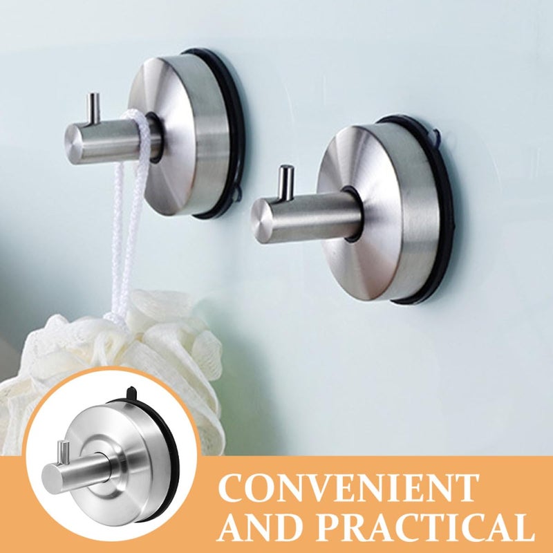 Stainless Steel Suction Cup Hooks For Bathroom Towel Robe Hanging Shower Wall Organizer - Image 5