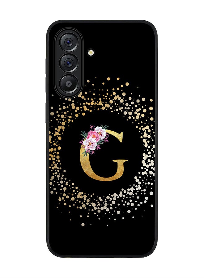 Stylizedd For Samsung Galaxy A56 5G Case,Slim fit Camera Protection, Shockproof Thin Phone cover  - Custom Monogram Floral - G ( Black ) - Image 1