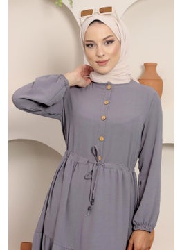 Pleated Buttoned Ayrobin Dress Gray - pzsku/ZC973B88E0C61B2AAD30FZ/45/_/1738059525/fdb4f0dc-43e0-4627-bf6c-deb39b48f2ae