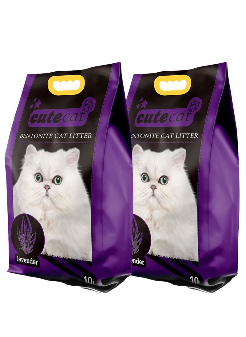 CUTE CAT Cat litter from Cute Cat with Lavender scent، 10 liters 2 Bags  - Image 1