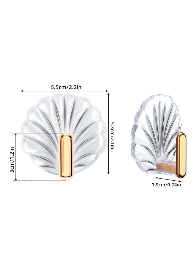 4 Pack Shell Clear Bathroom Hooks - No Drill Removable Waterproof Adhesive Hooks for Bathroom, Shower, Kitchen, for Towels, Bath Sponges u0026 Small Items - Image 2