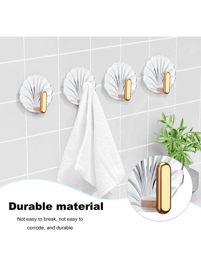4 Pack Shell Clear Bathroom Hooks - No Drill Removable Waterproof Adhesive Hooks for Bathroom, Shower, Kitchen, for Towels, Bath Sponges u0026 Small Items - Image 4