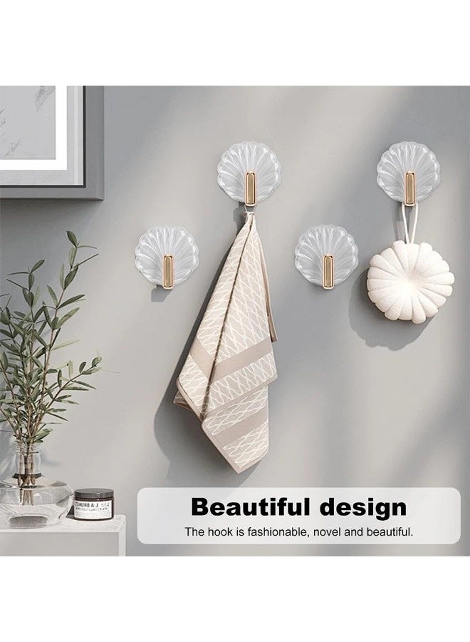 4 Pack Shell Clear Bathroom Hooks - No Drill Removable Waterproof Adhesive Hooks for Bathroom, Shower, Kitchen, for Towels, Bath Sponges u0026 Small Items - Image 3