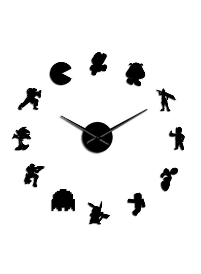 NIBEMINENT Acrylic Video Game Characters Designed Wall Clock Sticker Black 15x10x4.5cm  - Image 1
