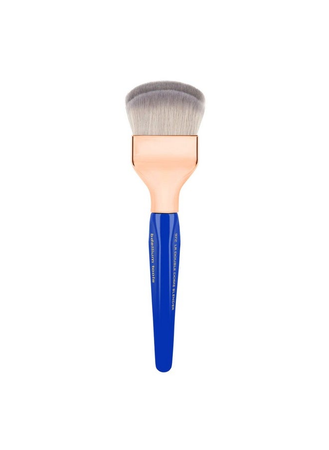 Bdellium Tools Professional Makeup Brush - Golden Triangle 972 Large Rounded Double Dome Blender - With All Vegan And Soft Synthetic Fibers, For Foundation Application & Blending (Blue, 1Pc)  - Image 1