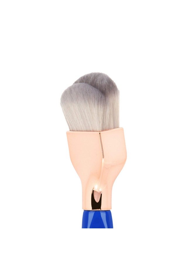 Bdellium Tools Professional Makeup Brush - Golden Triangle 972 Large Rounded Double Dome Blender - With All Vegan And Soft Synthetic Fibers, For Foundation Application & Blending (Blue, 1Pc)  - Image 2