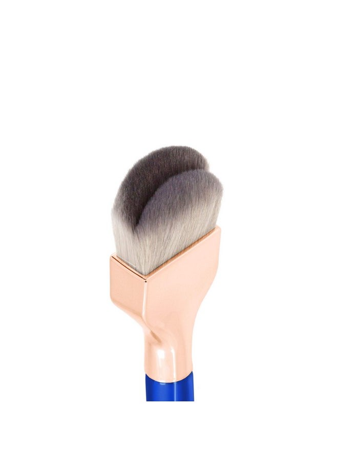 Bdellium Tools Professional Makeup Brush - Golden Triangle 972 Large Rounded Double Dome Blender - With All Vegan And Soft Synthetic Fibers, For Foundation Application & Blending (Blue, 1Pc)  - Image 4