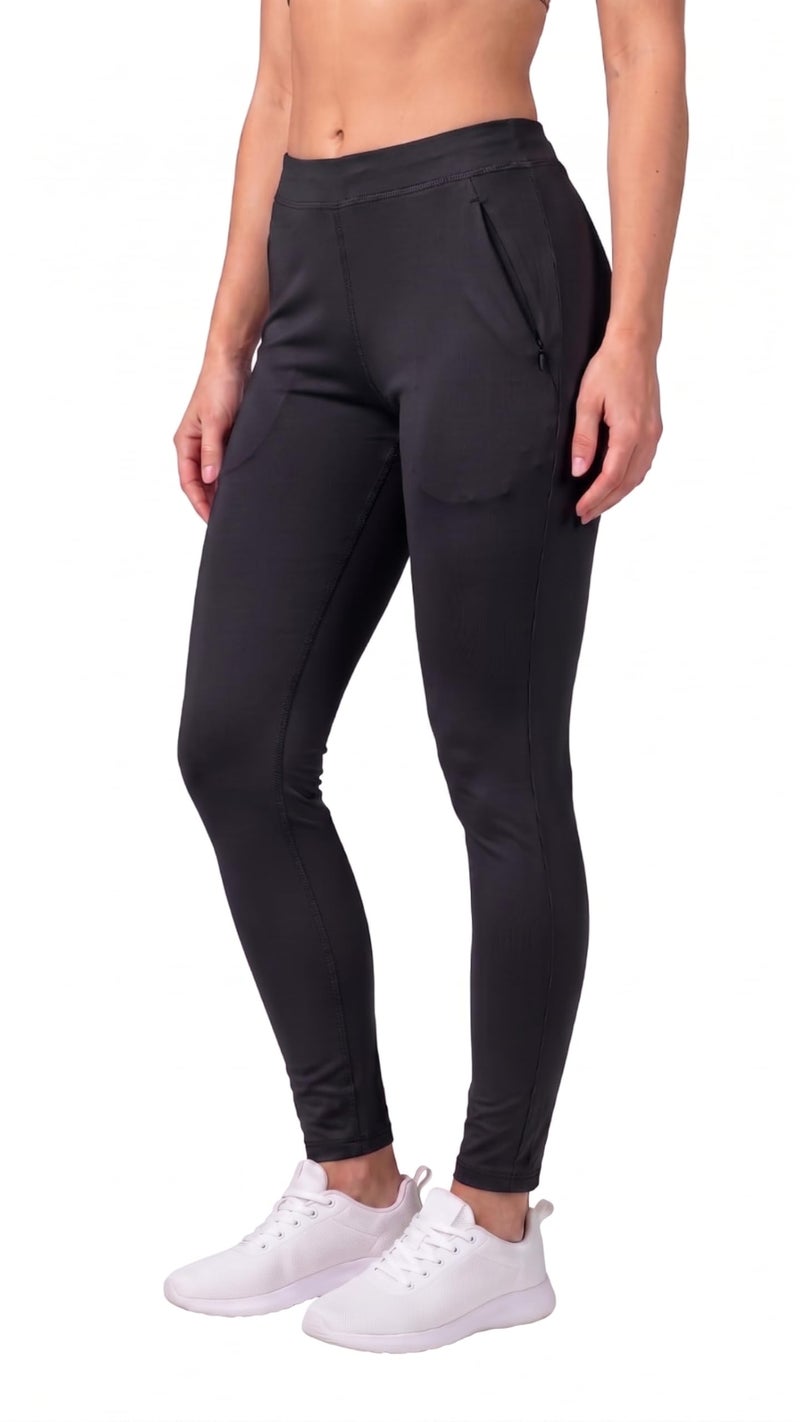 Mehrang Stretchable Yoga Pants for Women & Gym Pants for Women Workout with Mesh Insert & Side Pockets (in, Alpha, S, Black) - Image 1