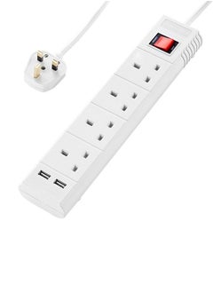 4 Sockets - 3 Meters - With On/Off Button & 2 USB Port
