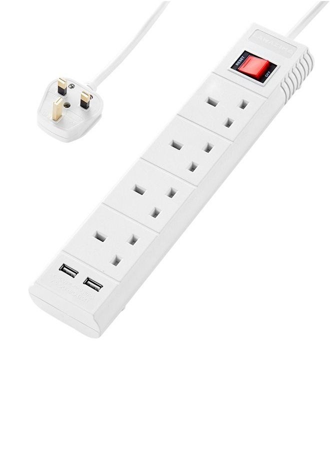 LAWAZIM - Heavy duty 4 Way Extension Cable with on/off buttons & 2 USB Port | 3 Meters | 2990W - Image 1
