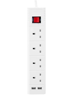 LAWAZIM Heavy duty 4 Way Extension Cable with on/off buttons & 2 USB Port | 3 Meters | 2990W  - Image 2