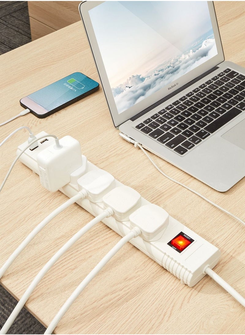 LAWAZIM - Heavy duty 4 Way Extension Cable with on/off buttons & 2 USB Port | 3 Meters | 2990W - Image 1