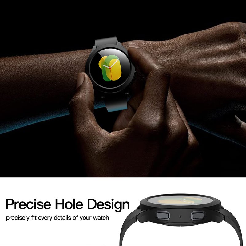 Misxi 2-Pack Hard PC Case with Screen Protector for Samsung Galaxy Watch 5 Galaxy Watch 4 40mm, Ultra-Thin Scratch Resistant Cover with Tempered Glass, 1 Black + 1 Transparent - Image 4