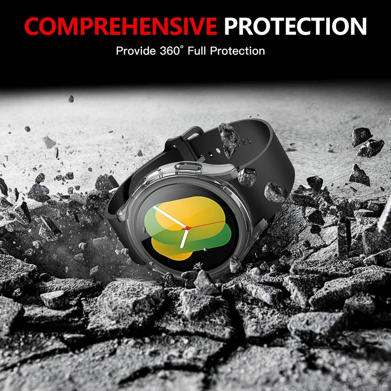 Misxi 2-Pack Hard PC Case with Screen Protector for Samsung Galaxy Watch 5 Galaxy Watch 4 40mm, Ultra-Thin Scratch Resistant Cover with Tempered Glass, 1 Black + 1 Transparent - Image 5