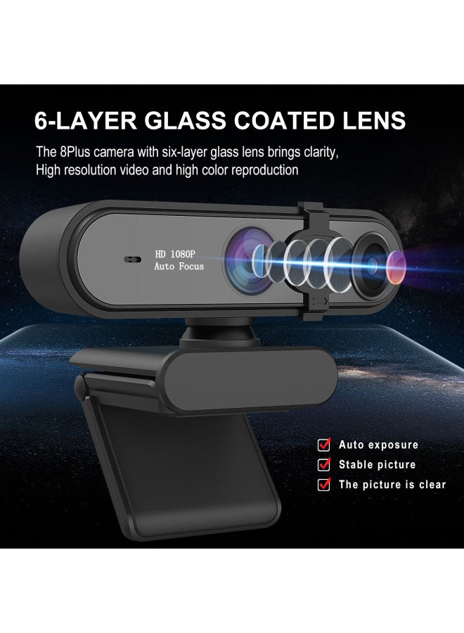 HD 1080p كمبيوتر رقمي فئة عبر الإنترنت مؤتمر مباشر كاميرا سطح المكتب USB وحدة خالية من السائق كتلة ميكروفون-اللون: أسود - Image 1