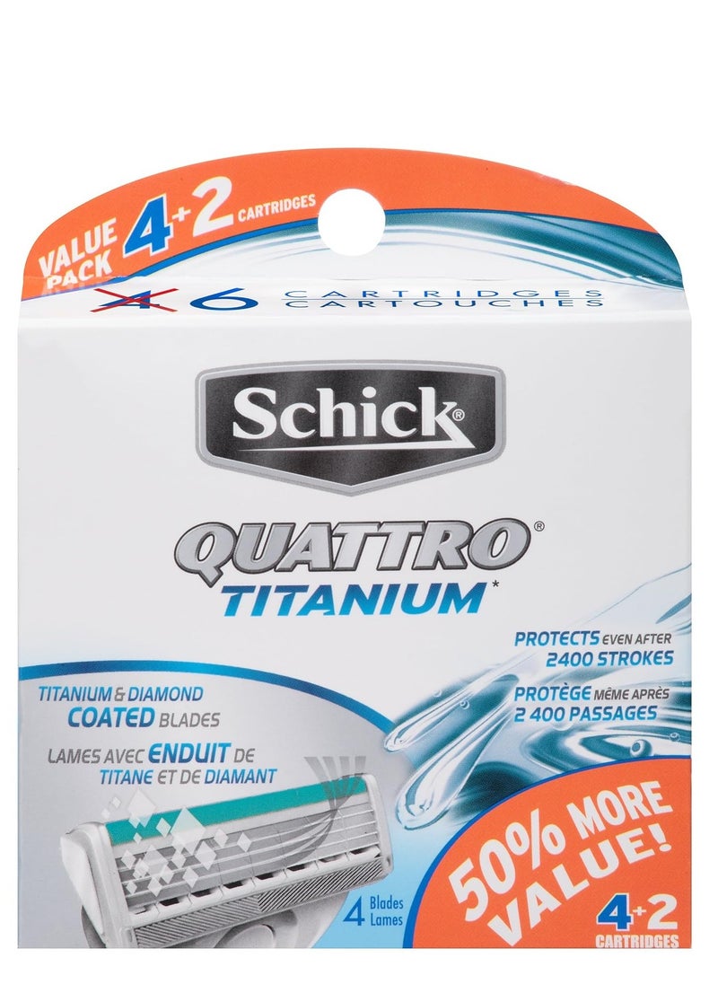 schick Quattro Titanium Razor Blade Refills For Men Value Pack 6 Count 
