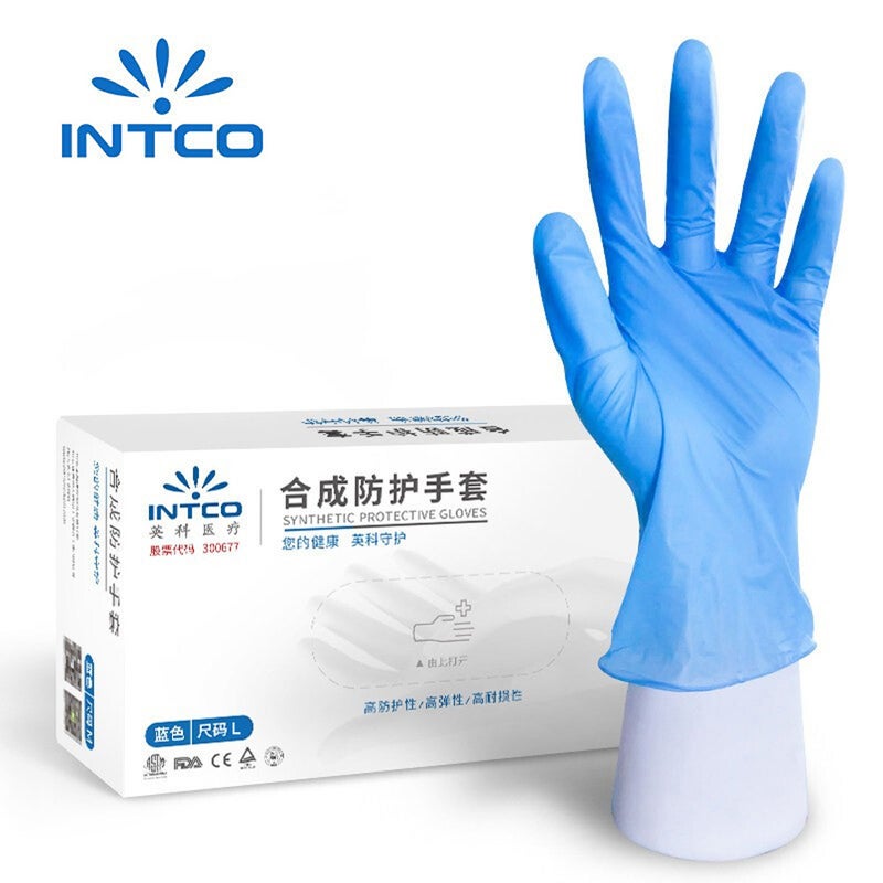 INTCO 100 قطعة قفازات PVC مستعملة مرة واحدة مصنوعة صناعيًا - قفازات فحص لمعالجة الأغذية ومطابخ المطاعم والخدمات الطعام والمنزل - Image 1