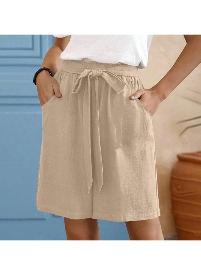 Elastic Waistband Loose Breathable Shorts with Pockets Free Size - Image 1