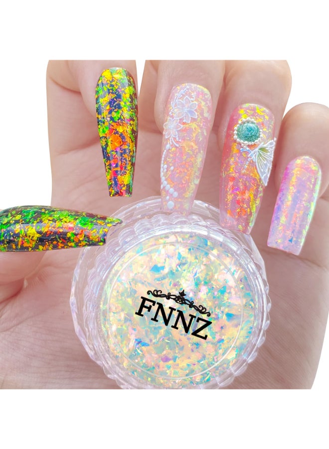 FNNZ Unicorn Chameleon Flake Aurora Unichrome Mermaid Iridescent Nail Foil Confetti Opal Nail Art Glitter Sequins Decoration for Home DIY Nail Salon Manicure Twilight Grove - Image 2