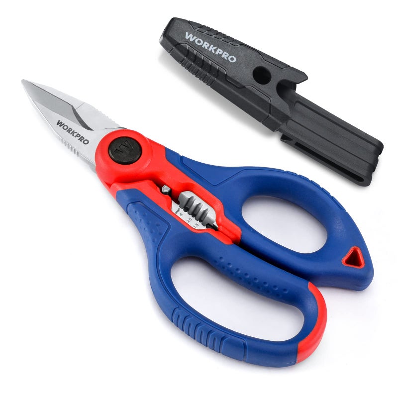 WORKPRO WORKPRO Stainless Electricians Scissors, 6.4" Professional Electrician Shears with Wire Stripper for Soft Cable (Not Suitable for Diving Use)  - Image 1
