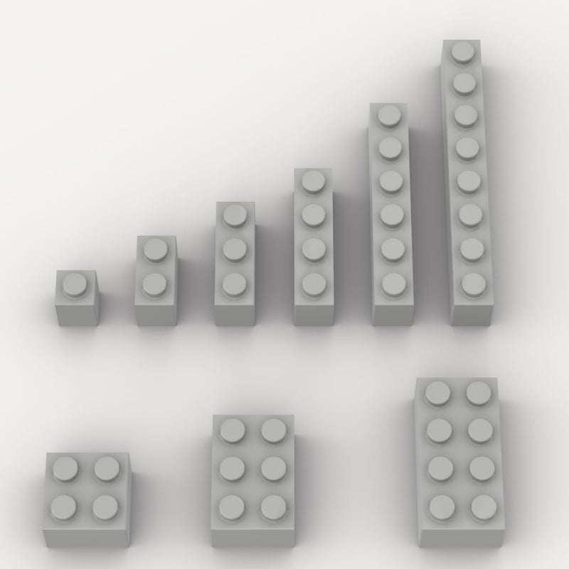 YUJHITP 100 Piece Light Gray Bricks Bulk Assortment Pack 9 Size Light Grey Classic Building Blocks Bricks Compatible with Lego Parts and PiecesColor Light Gray - Image 3