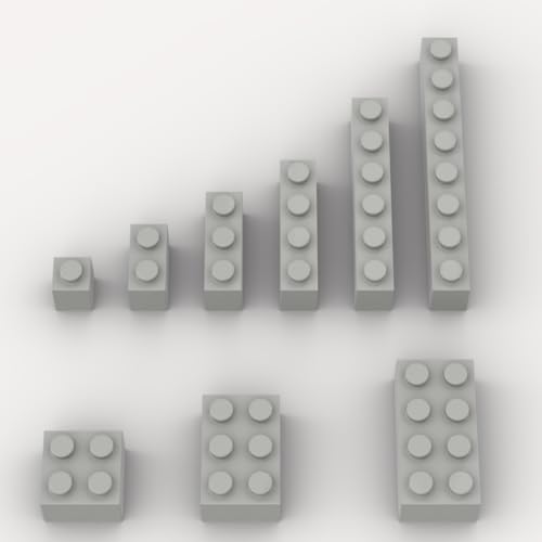 YUJHITP 100 Piece Light Gray Bricks Bulk Assortment Pack 9 Size Light Grey Classic Building Blocks Bricks Compatible with Lego Parts and PiecesColor Light Gray - Image 1