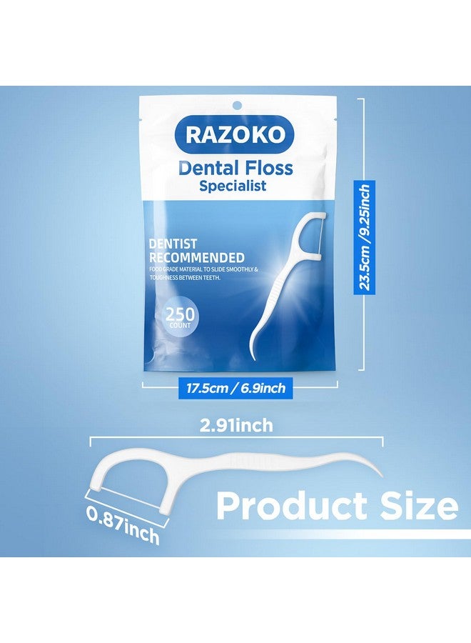 RAZOKO Dental Floss Picks High Pull Toothpicks Sticks,Professional Clean Floss Picks,Unflavored Disposable Flossers Refill Pack 500 pcs - Image 2